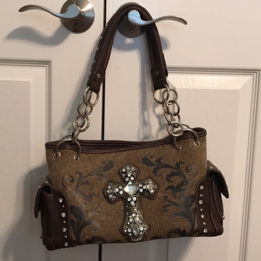 Rhinestone cross purse